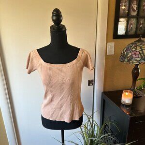 L’AGENCE Ribbed Knit Scoop Neck Top | Size M